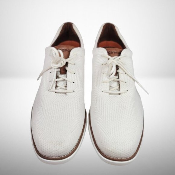 ROCKPORT GARETT MESH LACEUP WHITE W/TAN SNEAKERS / SHOES / OXFORD - Picture 2 of 13